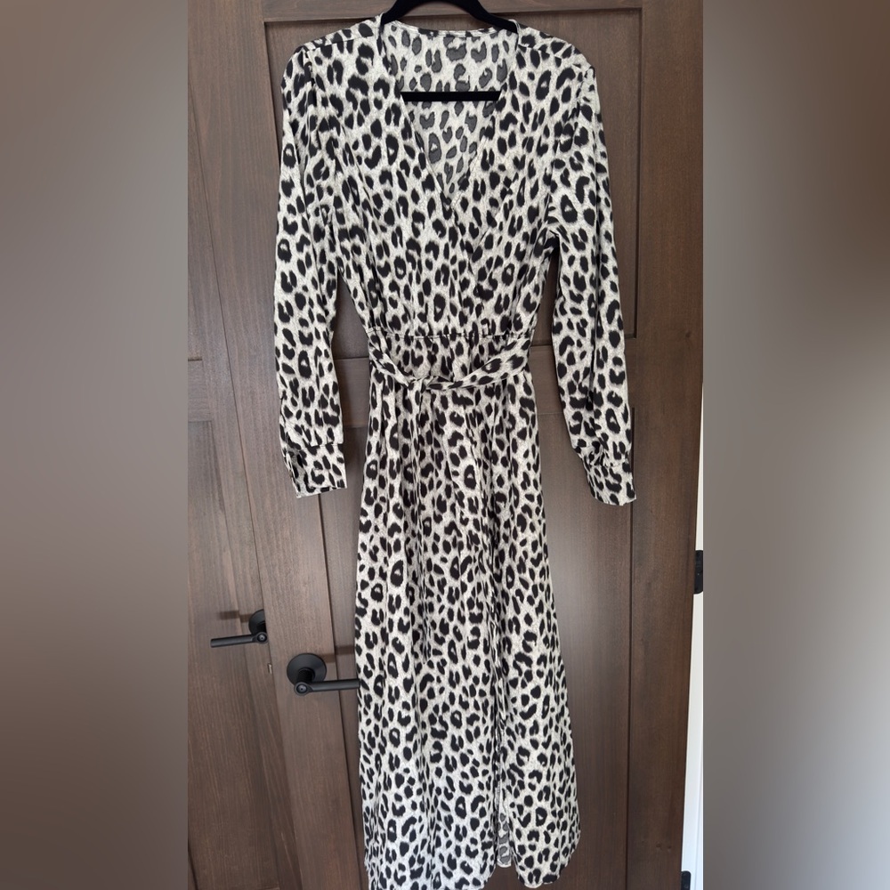 Leopard Print Long Sleeve Dress